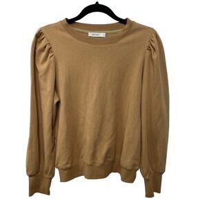 NWT MOD REF Charmaine Puff Sleeve Sweatshirt Long Sleeve Cotton Tan Women Size M